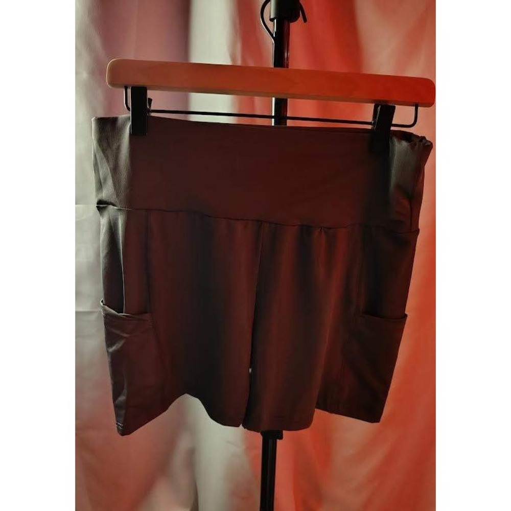 Womens Athleisure Workout Shorts Activewear High Waist Pocket‎ 2pair XL GRY&BLK